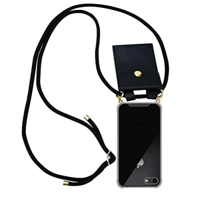 Abbildung von Cadorabo Handykette kompatibel mit Apple iPhone 7 7S 8 SE 2020 Schutzhülle TPU Silikon Case Necklace Design Slim Kordel Band Etui Rundumschutz Hülle für in Schwarz