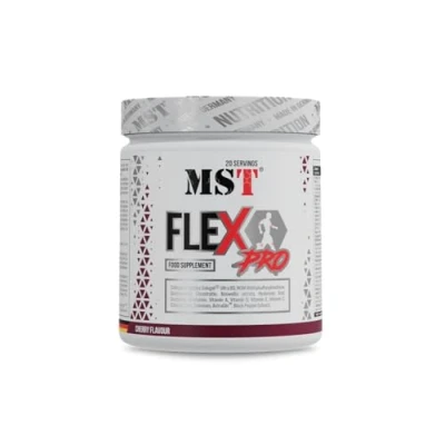 Abbildung von MST® Nutrition Flex Pro Pulver Kollagen, MSM, Glucosamin, Chondroitin &amp; Hyaluronsäure Hochwertige Rezeptur Made in Germany (300g, Kirsche)