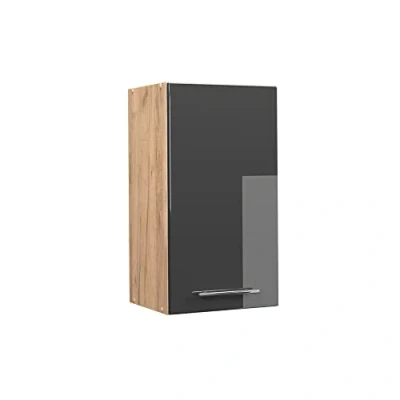 Abbildung von Vicco Hängeschrank Fame Line, Anthrazit Hochglanz/Goldkraft Eiche, 40 cm