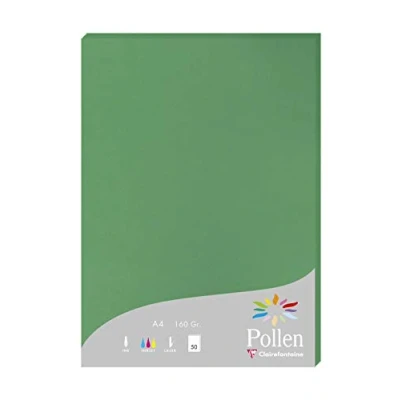 Abbildung von Clairefontaine 14223C — Schachtel mit 50 Blatt A4 Format (21 x 29,7 cm) 160 g/m² baumgrüne Farbe Einladungspapier Veranstaltungen und Korrespondenz Pollen Serie hochwertiges glattes Papier
