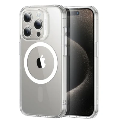 Abbildung von ESR für iPhone 15 Pro Max Hülle Set (5 in 1), durchscheinende Matte mit Displayschutzfolie und Kameraschutz, kompatibel MagSafe, Militärnorm Schutz, Classic Serie, Weiß