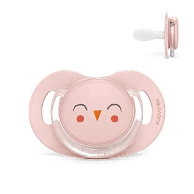 Abbildung von Suavinex, Schnuller aus Silikon, für Babys 6 18 Monate, mit physiologischem Sauger Sx Pro, Symmetrisch, Superweich und Flexibel, Bonhomia Rosa