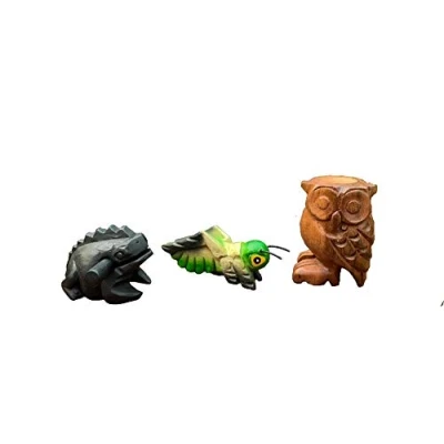 Abbildung von Percussion 3 teiliges Set Frosch, Cricket und Eule, 7,6 cm