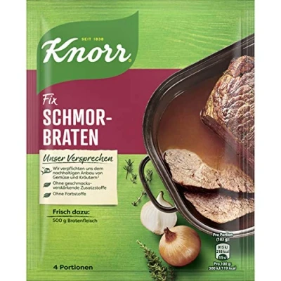 Abbildung von Knorr Fix Würzmischung Schmorbraten für ein leckeres Fleischgericht Gewürzmischung mit natürlichen Zutaten 4 Portionen