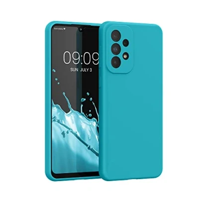 Abbildung von kwmobile Hülle kompatibel mit Samsung Galaxy A33 5G Silikon Handy Case Handyhülle weiche Oberfläche kabelloses Laden Cool Glacier