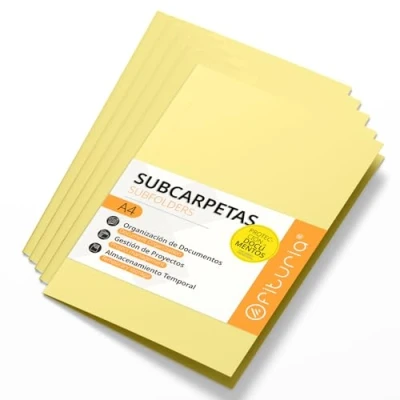 Abbildung von Schnellhefter Pappe A4, Mappen für Dokumente 180g, Klassifizierungsmappe Unterlagen, Packung mit 50 Stabilen Schnellheftern in Verschiedenen Farben Büro und Archivierung Ofituria (Gelb)