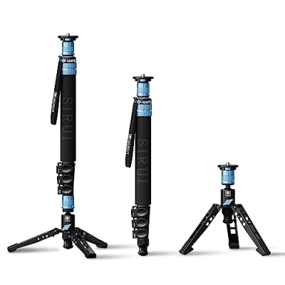 Abbildung von SIRUI P 424FS Kamera Einbeinstativ, 160cm Heavy Duty Carbon Fiber Foto Video 4 Sektion Professional Einbeinstativ mit Füßen, Modular 3 in 1, Quick Release Design, Max Load 12kg