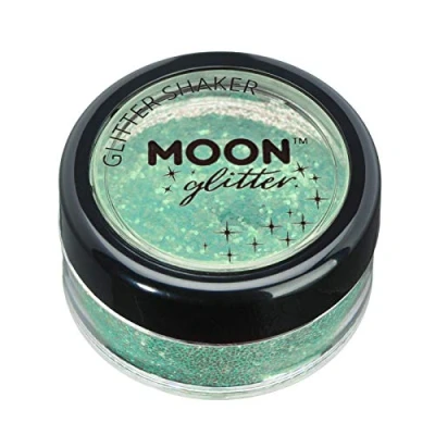 Abbildung von Streuer mit schillerndem Glitter von Moon 100% kosmetische Glitzer für Gesicht, Körper, Nägel, Haare und Lippen 5g Grün
