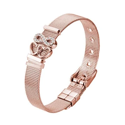 Abbildung von Heideman Armband Milanaise rosegold (Armband, inkl. Geschenkverpackung), mit Charms &quot;Herzchen&quot; und &quot;Unendlichkeitszeichen&quot;