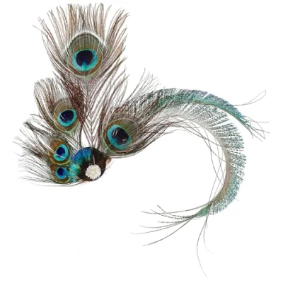 Abbildung von 1920 Pfau Feder Haarspange Flapper Kopfstück