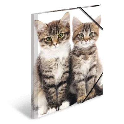 Abbildung von HERMA 7143 Sammelmappen A3 Tiere Katzen, 3 Stück, Kinder Eckspanner Mappen aus Kunststoff mit Innendruck &amp; Gummizug, stabiles Einschlagmappen Set Plastik für Jungen Mädchen
