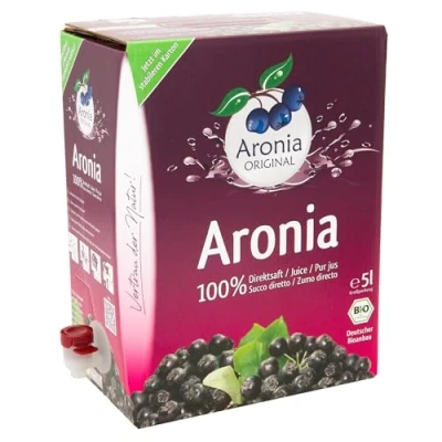 Abbildung von Aronia ORIGINAL Bio Muttersaft aus deutschem Anbau 5 Liter Direktsaft 100% Aroniabeeren Vegan, ohne Konservierungsstoffe, Zuckerzusatz (lt. Gesetz)