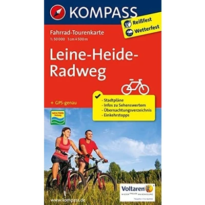 Abbildung von KOMPASS Fahrrad Tourenkarte Leine Heide Radweg 1:50.000: Leporello Karte, reiß und wetterfest
