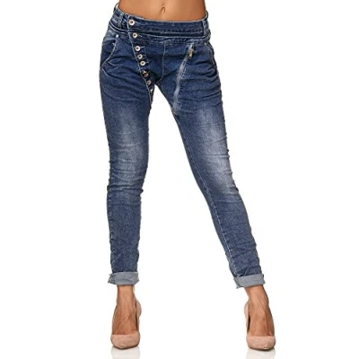 Abbildung von Elara Boyfriend Jeans Damen Baggy Knopfleiste (1 tlg)