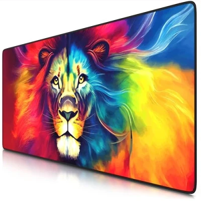 Abbildung von TITANWOLF XXL Speed Gaming Mauspad 900 x 400mm Mousepad Tischunterlage Large Size verbessert Präzision und Geschwindigkeit Colour Lion 3