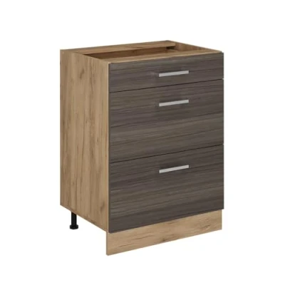 Abbildung von Vicco Küchenunterschrank R Line, Edelgrau, 60 cm mit Schubladen, ohne Arbeitsplatte