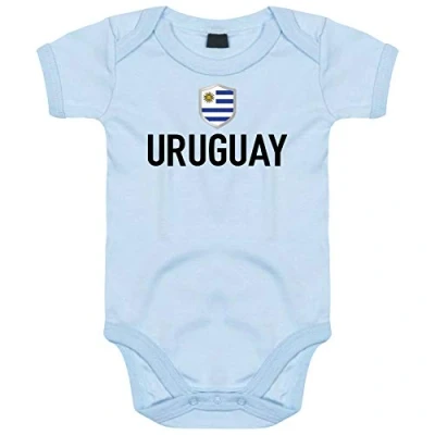 Abbildung von FanShirts4u Länder Baby Body URUGUAY inkl. Druck Name &amp; Nummer WM Trikot (12 18 Monate, Hellblau/URUGUAY)