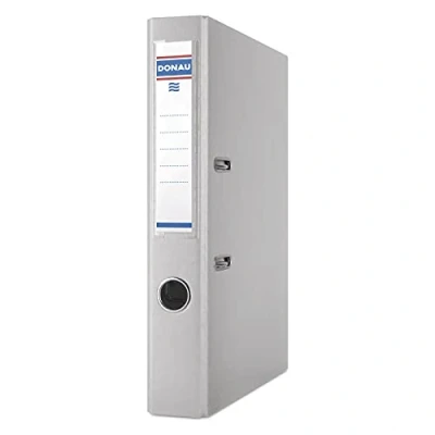 Abbildung von DONAU Master Ordner Schmal 25er Pack/DIN A4 / 5 cm 25 Stück/Grau/Kunststoffbezug PP/Carton Papier Schlitzordner Büroordner Aktenordner Ringordner/Grünen Punkt