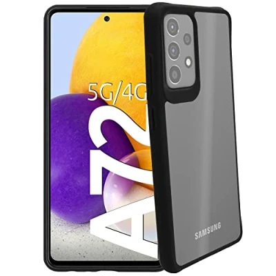 Abbildung von se® HARDCASE für Samsung Galaxy A72 Hülle Transparente Schutzhülle Schwarzer Softframe Kratzfest Stoßfestigkeit Handyhülle case Cover durchsichtig