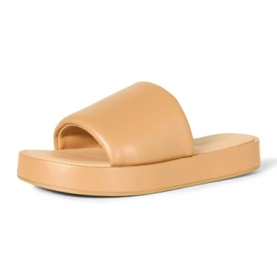 Abbildung von Amazon Essentials Damen Flatform Schlappensandale, Kamelbraun, 44.5 EU