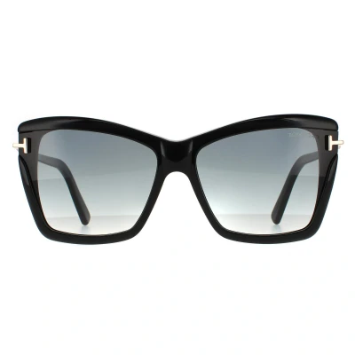 Abbildung von TOM FORD Damen FT0849 Leah 01B Gläser SONNENBRILLEN Acetat Schwarz Grau Schmetterling Normal Schattiert