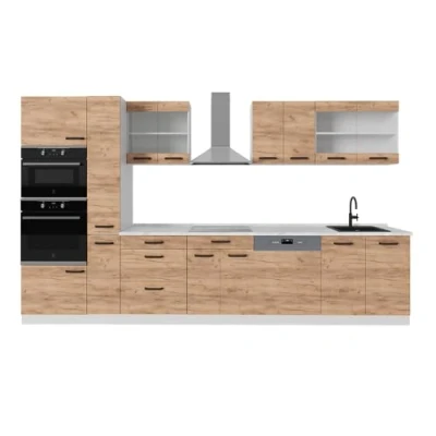 Abbildung von Vicco Küchenzeile R Line, Goldkraft Eiche/Weiß, 350 cm AP Marmor
