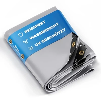 Abbildung von NEMAXX® Premium Abdeckplane Wasserdicht [500x700cm] UV Beständige [650 g/m²] LKW Plane mit Ösen, PVC Gewebeplane für Holz, Garten, Dach &amp; BAU Winterfeste Schutzplane Grau 35m²