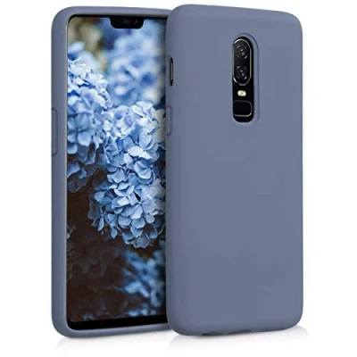 Abbildung von kwmobile Hülle kompatibel mit OnePlus 6 Silikon Handy Case Handyhülle weiche Oberfläche kabelloses Laden Lavendelgrau