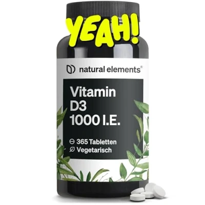 Abbildung von Vitamin D3 1000 I.E. 365 Tabletten im Jahresvorrat D für Knochen und Immunsystem hochdosiert, ohne unnötige Zusätze in Deutschland produziert &amp; laborgeprüft St