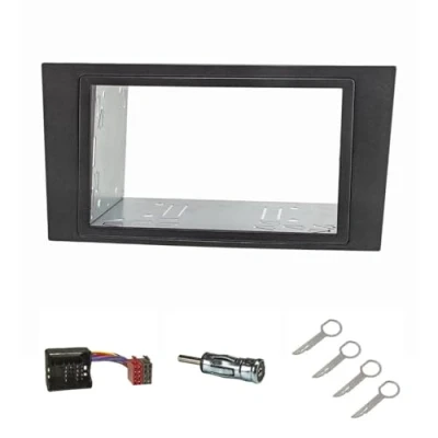Abbildung von tomzz Audio 2415 118 Doppel DIN Radioblende Set kompatibel mit Ford Mondeo MK3 Facelift dunkelgraumetallic Einbaukit Quadlockadapter ISO Antennenadapter Entriegelungsbügel