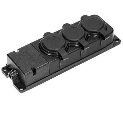 Abbildung von ORNO Werkstatt Schuko Stecker Aussen Wasserdicht IP44 230V 16A Schlagfest, Nicht Brennbar (3 Fach)