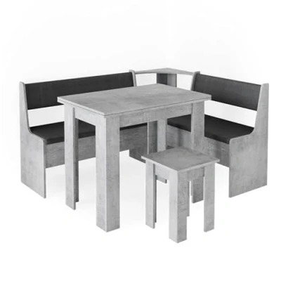 Abbildung von Vicco Sitzgruppe Roman, Beton/Anthrazit, 150 x 120 cm mit Tisch, (Set, 5 tlg., er Set), Ausziehbarer Polsterung, Stauraum in den Sitzbänken