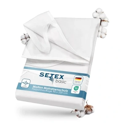 Abbildung von SETEX Wasserdichter Molton Matratzenschutz, 3 lagig, 90 x 220 cm, Matratzenschoner aus 100 % Baumwolle, Generation, Weiß