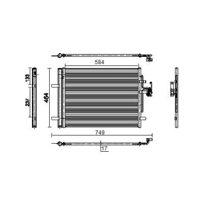 Abbildung von MAHLE ORIGINAL AC 934 000S Klimakondensator mit Trockner 584mm VOLVO: V60 I, V70 3, S80 II, LAND ROVER: Range Rover Evoque