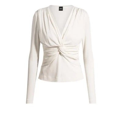 Abbildung von BOSS Eulori Langarmshirt, Damen, Größe: Small, Natural eighteen