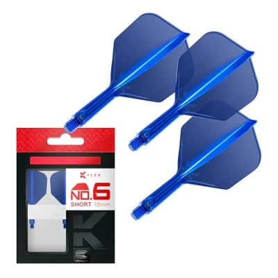 Abbildung von Target Darts K Flex Integrated Dart Flights and Shafts, Nr.6 Blau (Kurz) 3er Pack No6, Kflex All In One Moulded Flight &amp; Stem Professionelles Zubehör