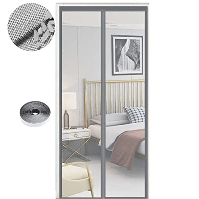 Abbildung von Fliegengitter Tür Magnet Insektenschutz, Verschiedene Größen, 85 x 210cm, Magnetvorhang ist Ideal für Balkontür Wohnzimmer und Terrassentür, Kinderleichte Klebemontage Ohne Bohren, Reines Grau