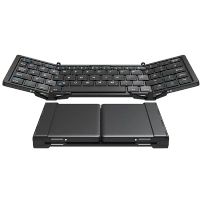 Abbildung von Callstel Bt Tastatur: Ultrakompakte Trifold Tastatur mit Standard Enter Taste, QWERTZ, Akku (Smartphone Tastatur, Tablet, Bluetooth)