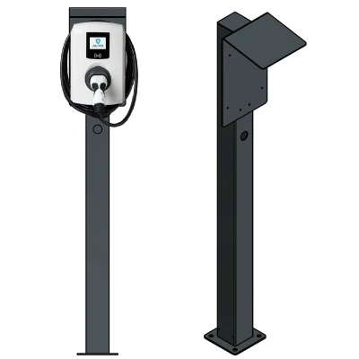 Abbildung von Ladesäule passend für Alfen Eve Single oder Double Pro Wallbox mit Dach Ständer Standfuß Stele auch die Senec