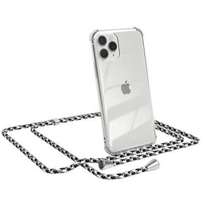 Abbildung von EAZY CASE Handykette kompatibel mit iPhone 11 Pro Handyhülle Umhängeband, Handykordel Schutzhülle, Silikonhülle, Hülle Band, Kette für Smartphone, Schwarz Camouflage