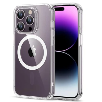 Abbildung von ESR für iPhone 14 Pro Hülle, kompatibel mit MagSafe, Classic Hybrid Magnet Hülle HaloLock,Militärnorm Sturzschutz Case, Kratzfeste Rückseite handyhülle, Klar
