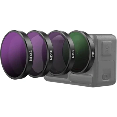 Abbildung von TELESIN Kamera Lens Filter Set für DJI Osmo Action 5 Pro 4 3, 4er Pack CPL ND32 ND16 ND8 Polarisierende Neutral Density HD Objektivfilter Schutzhülle Zubehör