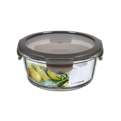 Abbildung von LocknLock OVEN GLASS Frischhaltedosen Glas mit Deckel 650 ml Rund, Ø155 x 75 mm Kühlschrank, Gefriertruhe &amp; Spülmaschine Borosilikat bis 400C ofenfest Mikrowellengeschirr