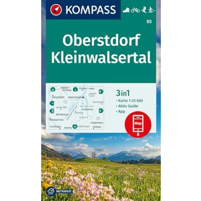 Abbildung von KOMPASS Wanderkarte 03 Oberstdorf, Kleinwalsertal 1:25.000: 3in1 mit Aktiv Guide inklusive Karte zur offline Verwendung in der App. Fahrradfahren. Skitouren. Langlaufen.