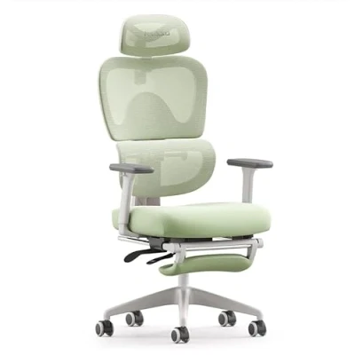 Abbildung von MUSSO E600SE Ergonomic Office Chair 3 Level Adjustable Lumbar 3D Armrest and Headrest, with Footrest, Designed for Women&amp;Teenagers Spine Protection Correcting Sitting Posture (Green)