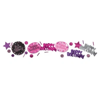 Abbildung von Konfetti Happy Birthday Sparkling Schwarz Rosa 34 Gramm