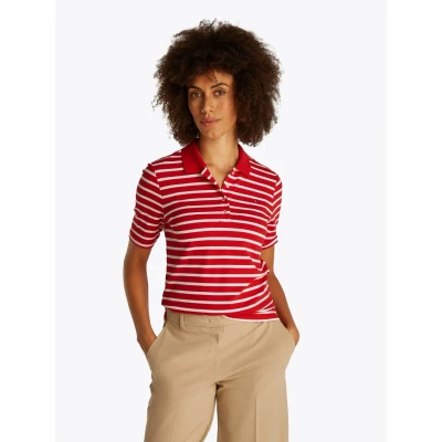 Abbildung von Tommy Hilfiger REG Poloshirt, Damen, Größe: 3XL, Primary red/ecru