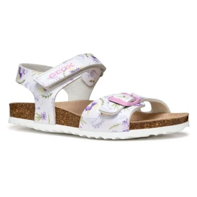 Abbildung von Geox Adriel GIRL Riemensandalette für Kinder, Größe: 34, White/lilac Schuhe