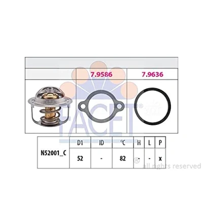 Abbildung von FACET 7.8513 Kühlwasserthermostat 82C 52mm Made in Italy OE Equivalent SUZUKI: Vitara I SUV Cabrio,