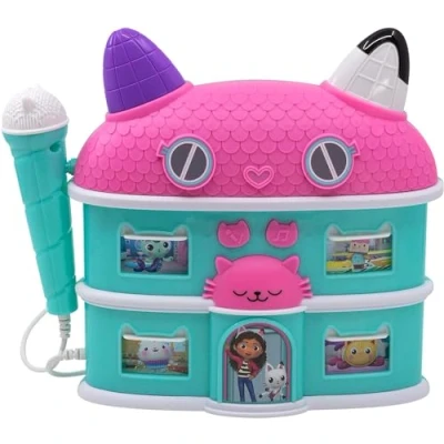 Abbildung von eKids Gabby&#039;s Dollhouse Sing Along Boom Box Lautsprecher mit Mikrofon, Kinder Karaoke Maschine integriertem Lied und Soundeffekten
